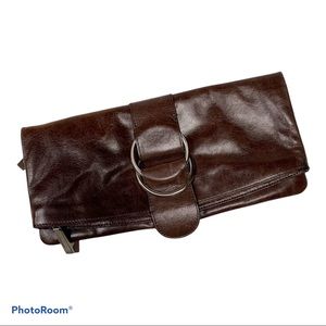 HOBO Audrey Brown Double Ring Clutch Bag